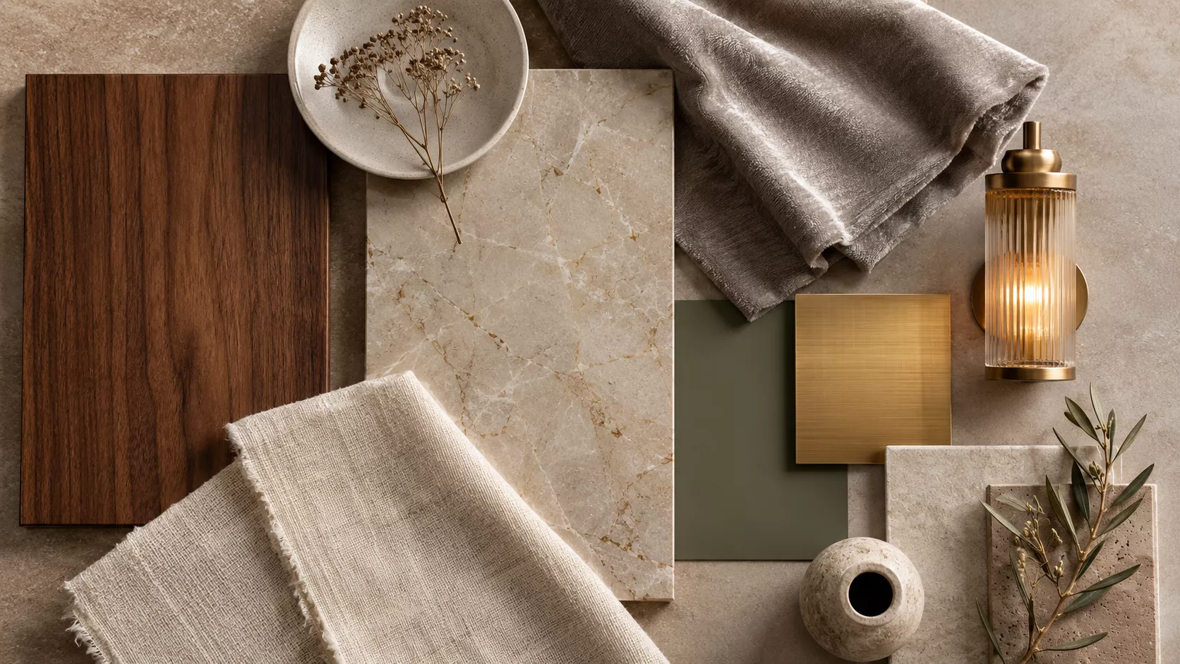 Luxurious colors, lighting, and materials in modern interior design